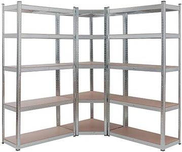 AREBOS Étagère d'angle pour Charges Lourdes Set de 3 | Max 875kg | Montage Facile grâce au système d'emboîtement | Construction en métal Robuste | Profondeur de 40cm