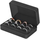 KUKUVR Velet Ring Storage Box for Multiple Rings, Travel Jewelry Ring Stud Earrings Holder Case, 3 Slot Portable Ring Display Organizer Case (Black)