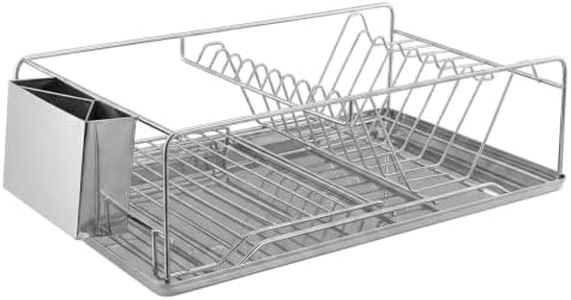 Woarvst Dish Drying Rack Stainless Steel Kitchen Organizer with Detachable Cutlery Holder, Compact Space-Saving Drainboard for H