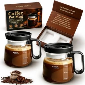 2 Pack 16oz Coffee Pot Mug,Mini Brew Coffee Pot Coffee Mug,with Leak-Proof Lid,Beautifully Gift‑Boxed,Ideal Coffee Gift for Coffee Lovers
