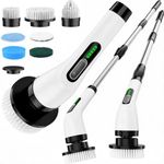 Electric Spin Scrubber for Cleaning Bathroom, Shower Cleaner Brush with Long Handle, Cordless Power Scrubber with 7 Brushes Heads, IPX7 Waterproof Scrub Brush Tool for Bath Tub Tile Grout Glass