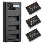 K&F Concept 3-pack LP-E17 Battery and 3-slot LCD Charger, Compatible with Canon EOS RP, R10, R8, R50, Rebel T8i, T7i, T6i, SL2, SL3, EOS 200D, 250D, 77D, 750D, 760D, 800D, 8000D,1250mAh