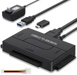 EYOOLD USB 3.0 to SATA IDE Adapter Cable, External Hard Drive Adapter Converter for Universal 2.5/3.5 SSD HDD, DVD/CD-ROM, w/12V Power Adapter, 5Gbps