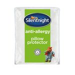 Silentnight Anti-Allergy Pillow Protectors – Pack of 2 Quilted Pillow Protectors with Anti-Allergy and Anti-Bacterial Fibres to Prevent Allergies – Machine Washable, White
