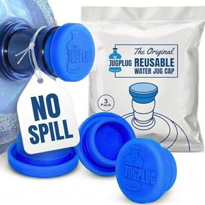 Jug Plug 5 Gallon Water Jug Cap – No Spill, Fits All Standard 3 & 5 Gal Jugs – Reusable Silicone Jug Lid & Caps Replacement, Leak-Proof Water Bottle Cap – 3 Pack