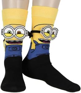 Bioworld Despicable Me Minions Socks 3D Bob The Minion Character Soft And Stretchy Men's Crew Socks