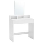 VASAGLE Vanity Desk with Large Mirror, Makeup Vanity, Vanity Table with 2 Drawers and 3 Compartments, Makeup Desk, Modern, Cloud White URDT113W01