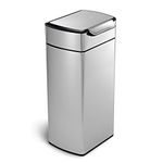 simplehuman CW2015 30L Rectangular Touch-Bar Kitchen Bin, Easy Open Touch-Bar, Stay-Open Lid, Inner Bucket, Space-Efficient Hinge, Fingerprint-Proof, Brushed Stainless Steel