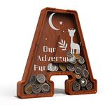 10-Inch Large Wooden Piggy Bank Letter A Coin Bank Money Box Personalized Name Birthday for Kids with Sticker