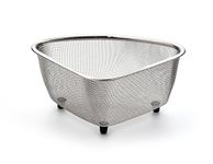 RSVP International Endurance® in-Sink Mesh Colander Strainer Basket, 3 Quart | Organize Sponges, Collect Food Scraps | Dishwasher Safe | Small Corner Basket | Steaming, Draining & Rinsing