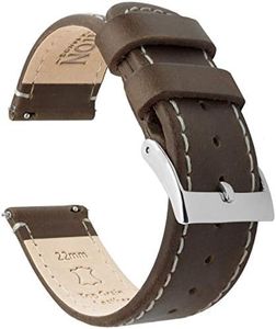 21mm Saddle/Linen BARTON Quick Release Top Grain Leather Watch Band Strap
