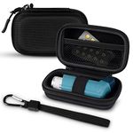 MEDMAX Asthma Inhaler Case, Hard Shell Protective Travel Carrying Case Extended to Fit Standard Rescue and New Albuterol Inhaler Devices up to 4 Inches, Inhaler Not Included (Case Only), Black