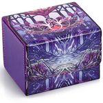 UAONO Deck Box for MTG Cards, Trading Card Storage Box Holds 120+ Sleeved Commander Deck, PU Leather Card Box Suits TCG Magic Cards with 2 Dividers (Violet,Black Lotus)