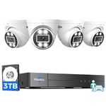 Hiseeu 4K PoE Security Camera System,4pcs Wired 5MP Outdoor PoE IP Cameras,8Ports H.265+ 4K/8MP PoE NVR 16CH Expandable,121°Wide Angle,3TB HDD,2-Way Audio,Motion Alerts,Remote Access,24/7 Record