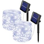 Ooklee Solar Powered String Lights,Solar Fairy Lights,10 Meters/ 33Ft 100LEDS / 8 Modes,Waterproof Copper Wire Lighting for Indoor, Outdoor, Wedding, Patio, Home, Garden Decoration Cool White