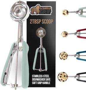 Gorilla Grip Stainless Steel Cookie Scoop for Baking, 2 TBSP, Multipurpose Melon Baller, Meatball Spring Scoops, Perfect Portion Sizes, Easy Food Release, Scooper Size 30, BPA-Free Kitchen Tool, Mint