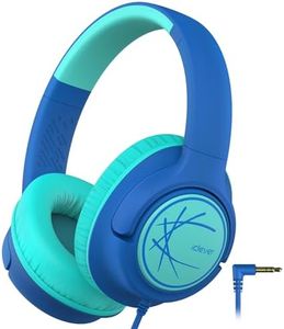 iClever Kids Headphones with Cord, 85dBA Safe Volume Wired Headphones for Kids, Stereo Sound Foldable Adjustable, 3.5mm Jack, Over Ear Kids Headphones for School/Boys/Girls/iPad/Tablet/Travel, Blue