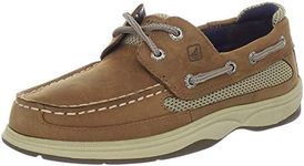 Sperry boys Lanyard boat shoes, Dark Tan/Navy, 6.5 Big Kid US