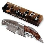 Barvivo Natural Bai Ying Opener with Foil Cutter Knife & Cap Remover, Double Hinged Manual Wine Key for Bartenders, Servers, Waiters, Stainless Steel Wine Bottle Opener Corkscrew