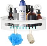 Home & Treat Shower Caddy Corner Shelf Organiser | Vacuum Suction Cup Wall Mounted Rack for Bathroom and Kitchen Accessories Storage Basket (Corner Shower caddy)