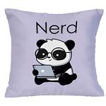 Crazyify Nerd Panda Cushion | Printed Cushion for Friends/Family/Relatives| Giftting Cushion for Birthday/Anniversary/Valentine | Decorative Cushion/Pillow (12x12 Inches)