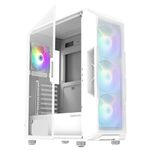 Zalman I3 NEO White Edition Airflow ATX Computer Case with Mesh Front Panel, Magnetic Swing-Open Tempered Glass Side Panel, 4X RGB 120mm Fans Pre-Installed, Mid Tower for Gaming or Office Work