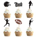 Keaziu 36 Pack Football Cupcake Topper Rugby Ball Cupcake Picks Rugby Ball Themed Soccer Ball Toothpicks Touch Down Cupcake Picks for Men Boys Birthday Decorations