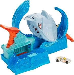 Hot Wheels City Color Changing Robot Shark Play Set, Includes One Hot Wheels Colour Shifting Vehicle, Connects to Other Hot Wheels Sets, Ages 3+, GJL12