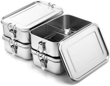 Umigy Stainless Steel Bento Box Metal Lunch Box Food Storage Containers Metal Lunch Container, Lockable Clips to Leak Proof, Reusable Dishwasher Safe Lunch Snack Boxes for Work(4 Pcs,1400ml)