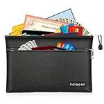 BALAPERI Fireproof Document Bag Two Pockets Two Zippers,11.4”x 7.87” Waterproof and Fireproof Money Bag, Fireproof Safe Storage Pouch with Zipper for A5 Document Holder,File,Cash,Passport,Jewelry