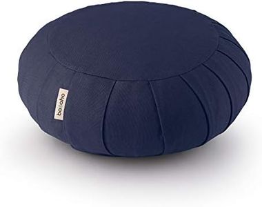 Basaho Meditation Cushion | CLASSIC Zafu Meditation Cushion with Removable Washable Cover | Certified Organic Cotton Meditation Cushions | Buckwheat Hulls Cushion Meditation Pillow (Midnight Blue)