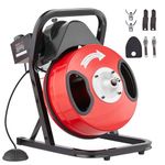 VEVOR 50FTx1/2Inch Drain Cleaner Machine, Sewer Snake Electric Drain Auger Cleaner with 4 Cutter & Foot Switch for 2" to 4" Pipes