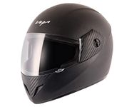 Vega Cliff ISI Certified Lightweight Full Face Gloss Finish Helmet for Men and Women with Clear Visor(Black, Size:L)