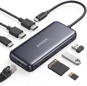 Anker USBC Hub, 8-in-1 USB C Dock, Dual 4K HDMI USB C to USB Adapter, 1 Gbps Ethernet Adapter, 85W Power Delivery, SD&microSD Speicherkartenleser für MacBook Pro, Pixelbook und mehr (Ohne Ladegerät)