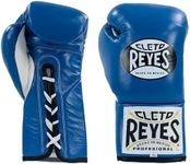 CLETO REYES Professional Competition Boxing Gloves for Men and Women, Leather and Horsehair, MMA, Kickboxing, Muay Thai, Lace Up, 10 oz, Electric Blue