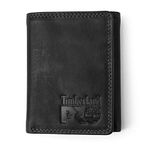 Timberland PRO Men's Leather Trifold Wallet with ID Window, Black/Bullard, One Size