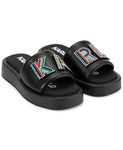 KARL LAGERFELD Women's Opal Embellished Platform Slide Sandal, Black/White, 8.5