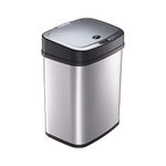 Ninestars DZT-12-5 Bedroom or Bathroom Automatic Touchless Infrared Motion Sensor Trash Can, 3.2 Gal 12L, Stainless Steel Base (Rectangular, Black Lid)