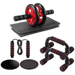 VINTEAM AB Roller Kit, 5-in-1 Wheel Rollers Set with Push-Up Bars, Jump Rope, Knee Pad, Core Sliders, Portable Fitness Equipment for Home & Gym Abdominal Core Exercise Strength Training Workout