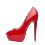 Elisabet Tang Women's Platform High Heels Pumps Shoes Closed Toe 5.5 inch Stilettos Slip On for Dress Wedding Party Prom Red 6