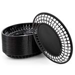 Kingrol Large Fast Food Baskets, 11.8 x 8.75 Inch, Set of 24, Black - Oval Plastic Food Serving Baskets for Restaurant, Home Kitchen, Office, Party, Picnic