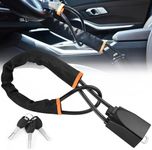 Autobizarre Anti-Theft Heavy Duty Car Security Adjustable Car Steering Wheel Lock with Seat Belt Lock Universal for All Cars (Orange Black)