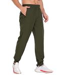 MoFiz Men's Lightweight Hiking Pants Breathable Quick Dry Fit Waterproof Camping Fishing Running Athletic Active Jogger Pants Zipper Pockets Army Green Size 2XL