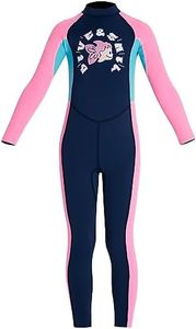 FEOYA - Kids Wetsuit Back Zip Wetsuit Boys Girls One Pieces Swimwear UPF50+ Sun Protection Bathing Suit Full Length Swimming Suits Long Sleeve Swimsuit for Child Toddler 2-12 Years