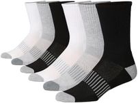 JAMES FIALLO Men's Cushion Crew Socks 6 Pairs - Comfortable Performance Socks for Running, Hiking, and Athletic Activities - Moisture Wicking Socks For Men, MCC03-6
