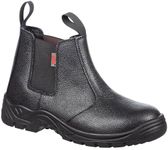Mens Slip On Steel Toe Safety Work Dealer Boots with Steel Midsole (10) Black