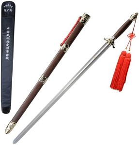 SHEN GUANG LONG Real Handmade Premium Tai Chi Sword Stainless Steel Blade Rosewood Scabbard, Full Tang Martial Arts Practice Sword with Sheath and Bag, Engraving Available (30 Inches #2)