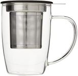 Forlife NewLeaf Glass Tea Mug with Infuser and Lid, Black