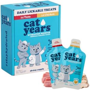 Cat Years Daily Lickable Cat Treat, Squeezable Hydration Booster, Supplement for Cats (Chicken & Tuna (Pack of 28))