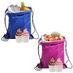 2 Pack Insulated Drawstring Lunch Bags, Waterproof Collapsible Lunch Bags, Insulation, Cooler Bags, Lunch Bags for Work, School, Beach, Picnic (27 * 33cm)